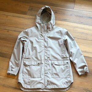 Columbia Women's Tan Light Gray Hooded Rain Jacket